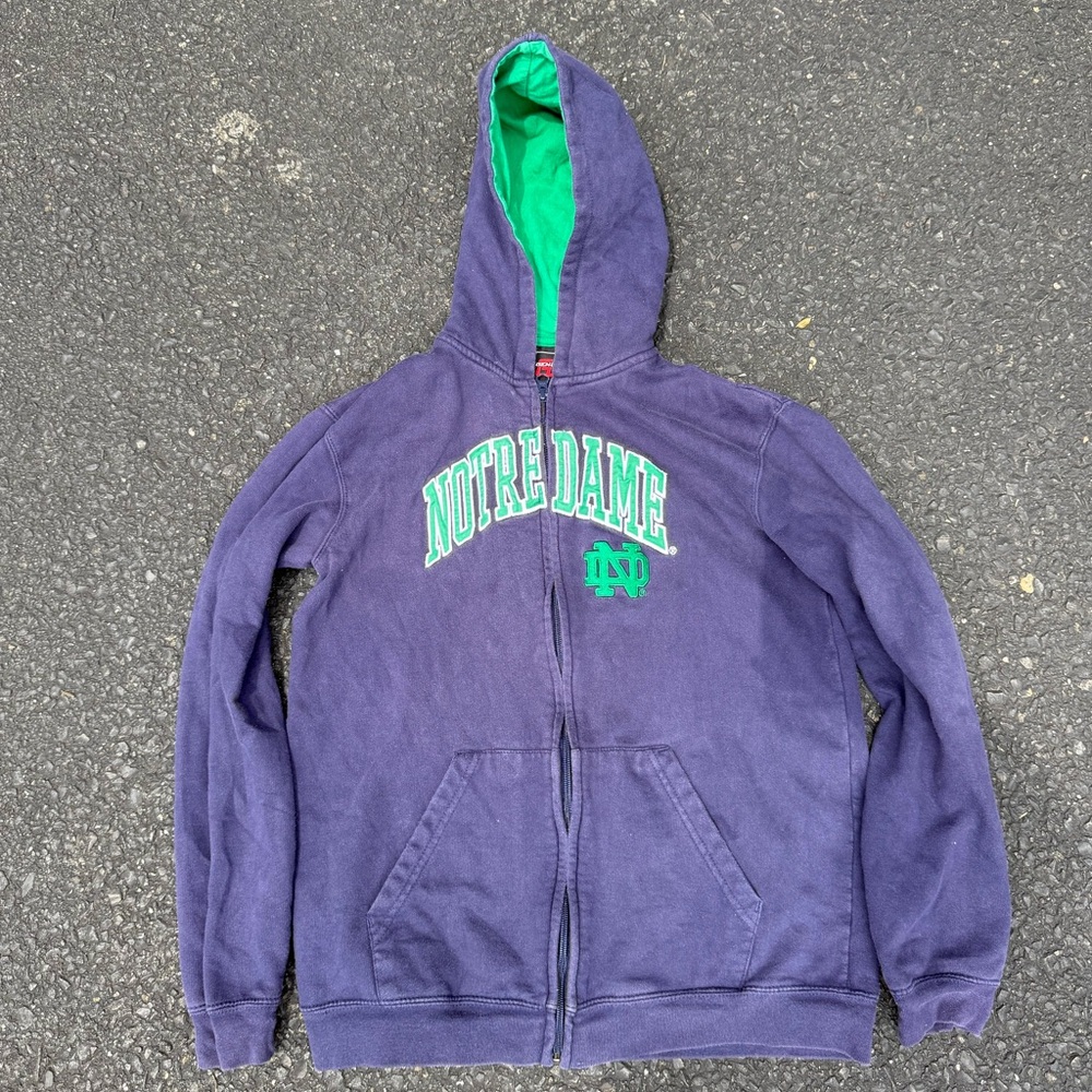 Vintage Notre Dame Purple Hoodie with Green Lining